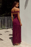 SHAYLA OFF SHOULDER MAXI DRESS WINE