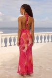 LEXIE LOW PLUNGE HALTER MAXI DRESS ISABEL PINK