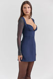 midnight stretch crepe plunge mini dress sale