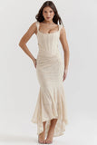 vintage cream floral maxi dress