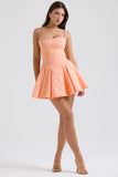 peach jacquard mini bow gown
