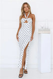 Chic Days Strapless Polka Dot Maxi Dress White