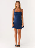 Odette Satin Mini Dress Navy