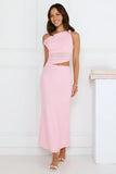 Shimmering Edge Off Shoulder Mesh Maxi Dress Pink