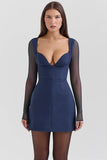 midnight stretch crepe plunge mini dress sale