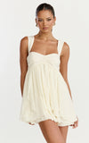 Juliette Mini Dress Ruffle Fit And Flare Dress in Cream