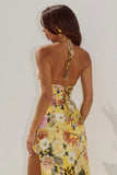 SANTONIA HALTER CORSET MAXI DRESS KENDALL YELLOW