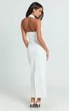Salome Midi Dress Halter Neck Column Dress in White