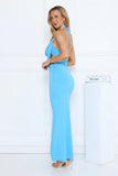 Glow After Dark Halter Maxi Dress Blue
