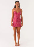 Vietta Sequin Cami Micro Mini Dress Fuchsia