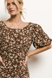 Zuri Floral Dress in Mocha