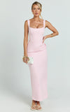 Karlie Maxi Dress Scoop Neck Fitted Dress in Pink