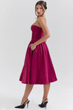 burgundy satin tulle midi dress sale