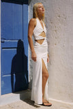 LAILA CUT OUT HALTER MAXI DRESS WHITE