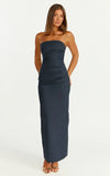 Jamie Maxi Dress Strapless Ruched Fitted Column Dress in Navy