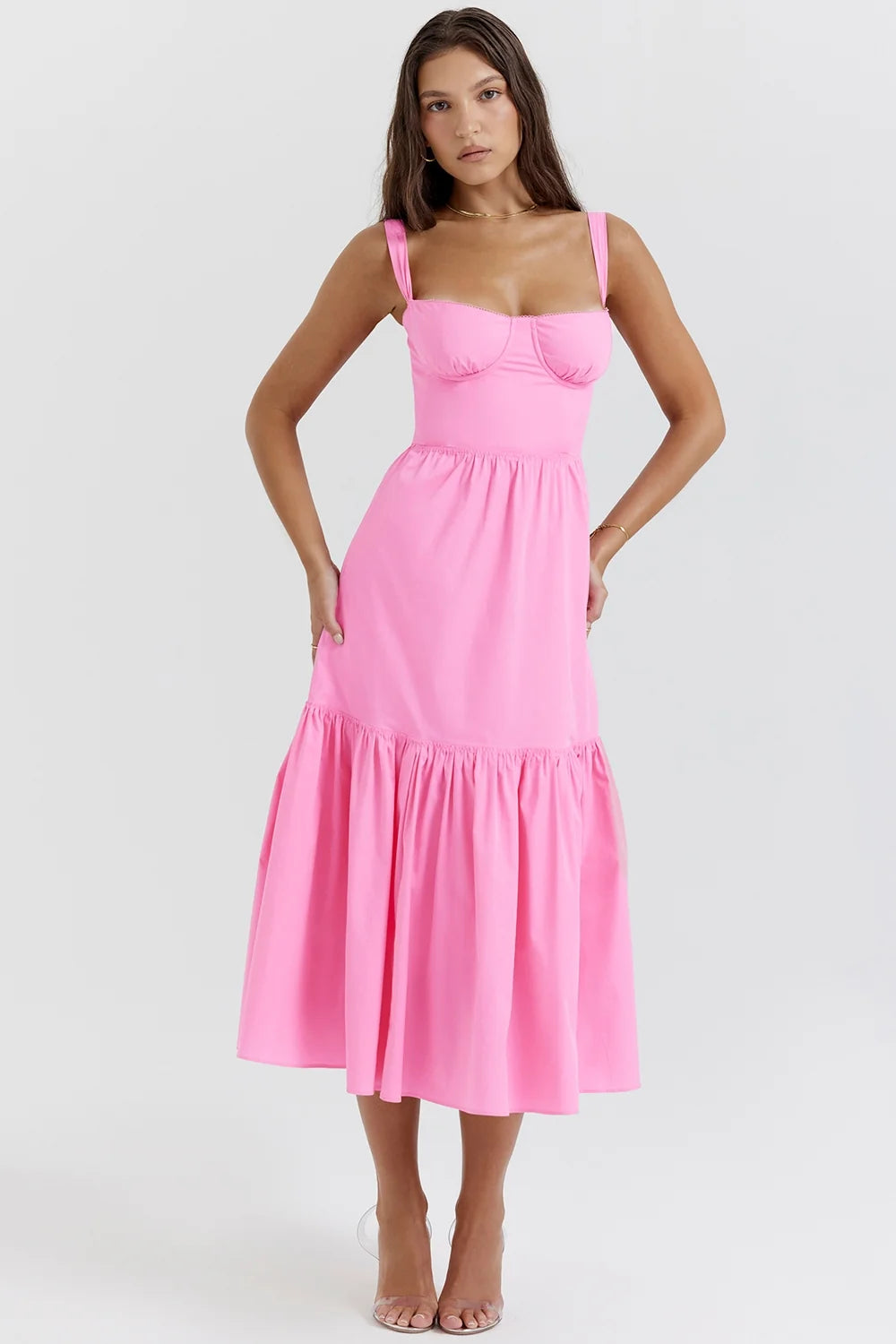 french pink midi sundress