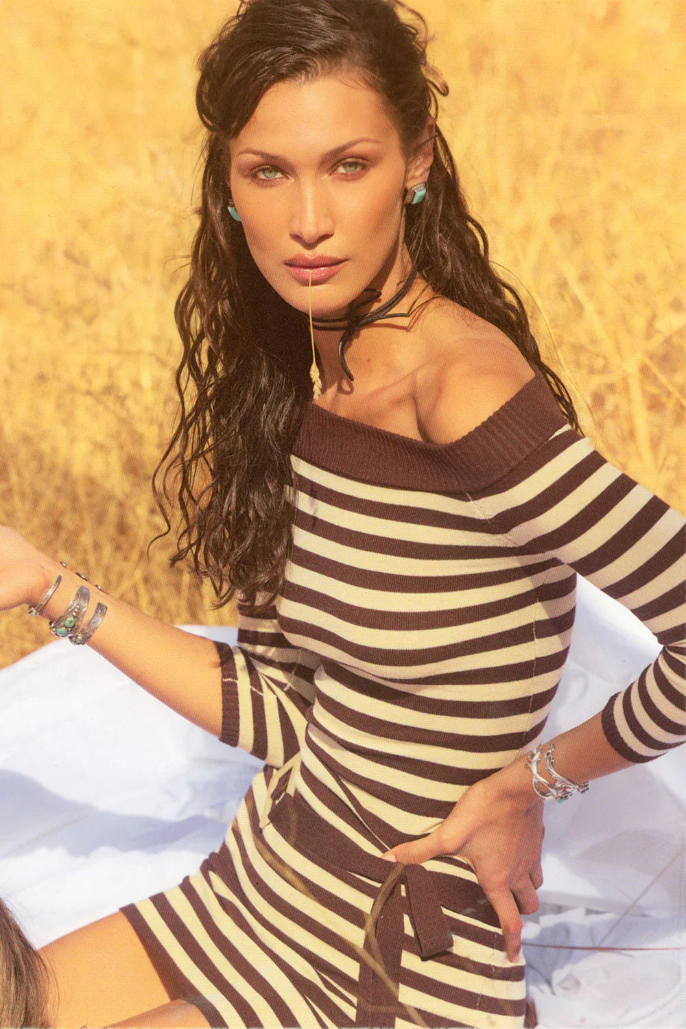 x BELLA HADID Saloon Knit Mini Dress Cowboy Stripe