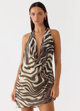Varindra Cowl Mini Dress Zebra
