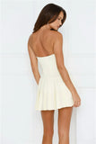Très Chic Strapless Pleated Mini Dress Yellow