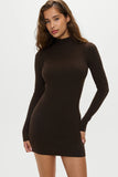 Date Night Knit Mini Dress Chocolate Brown