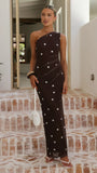 Cataleya Maxi Dress Brown White Polka Dot