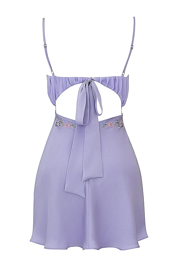 embroidered lavender mini dress