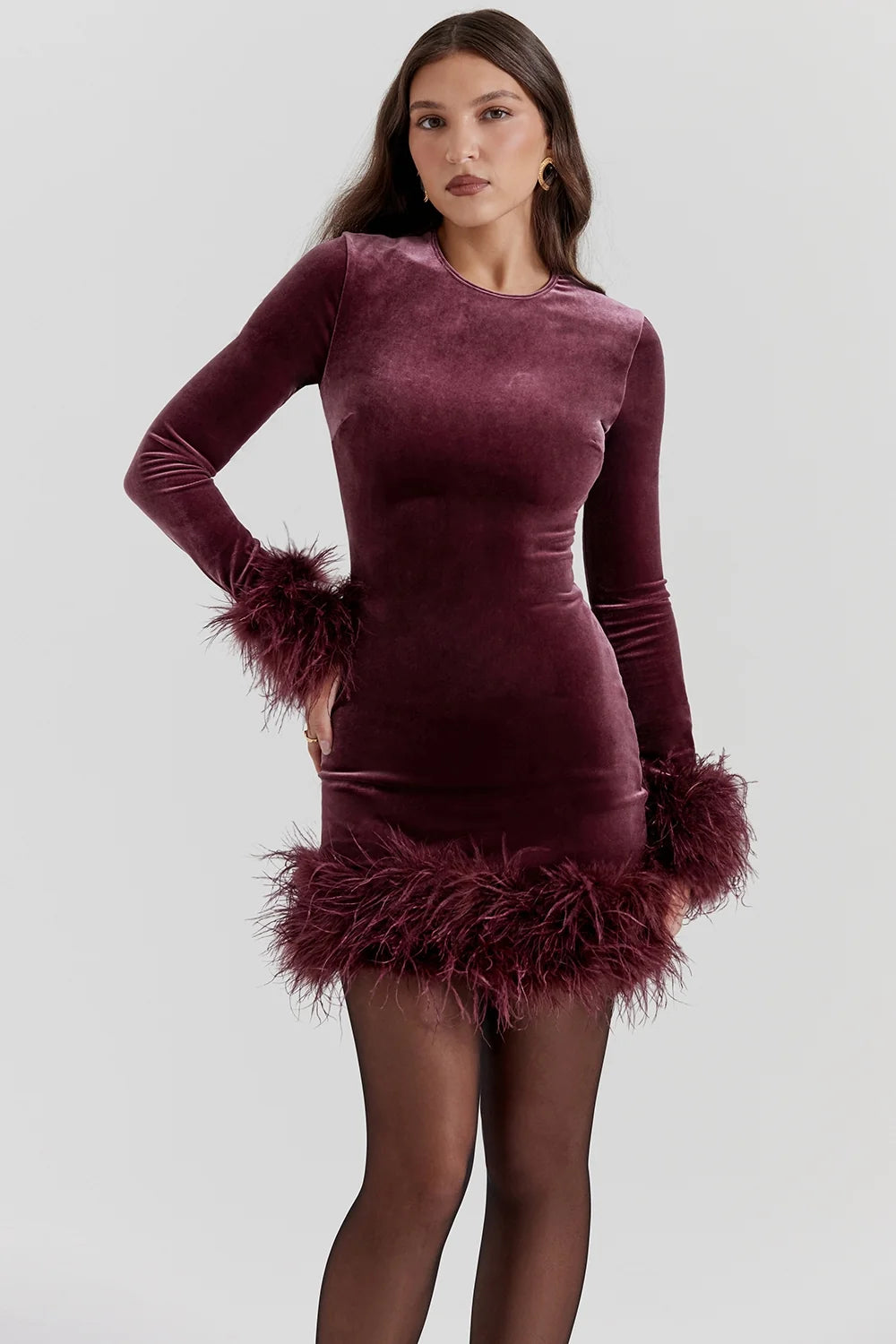 mulberry velvet mini dress
