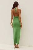 AYELLA DEEP V KNIT MAXI DRESS APPLE