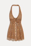 Bloom Button Up Mini Dress Fawn