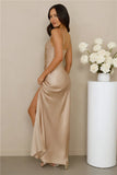 The Evelina Satin Maxi Dress Champagne