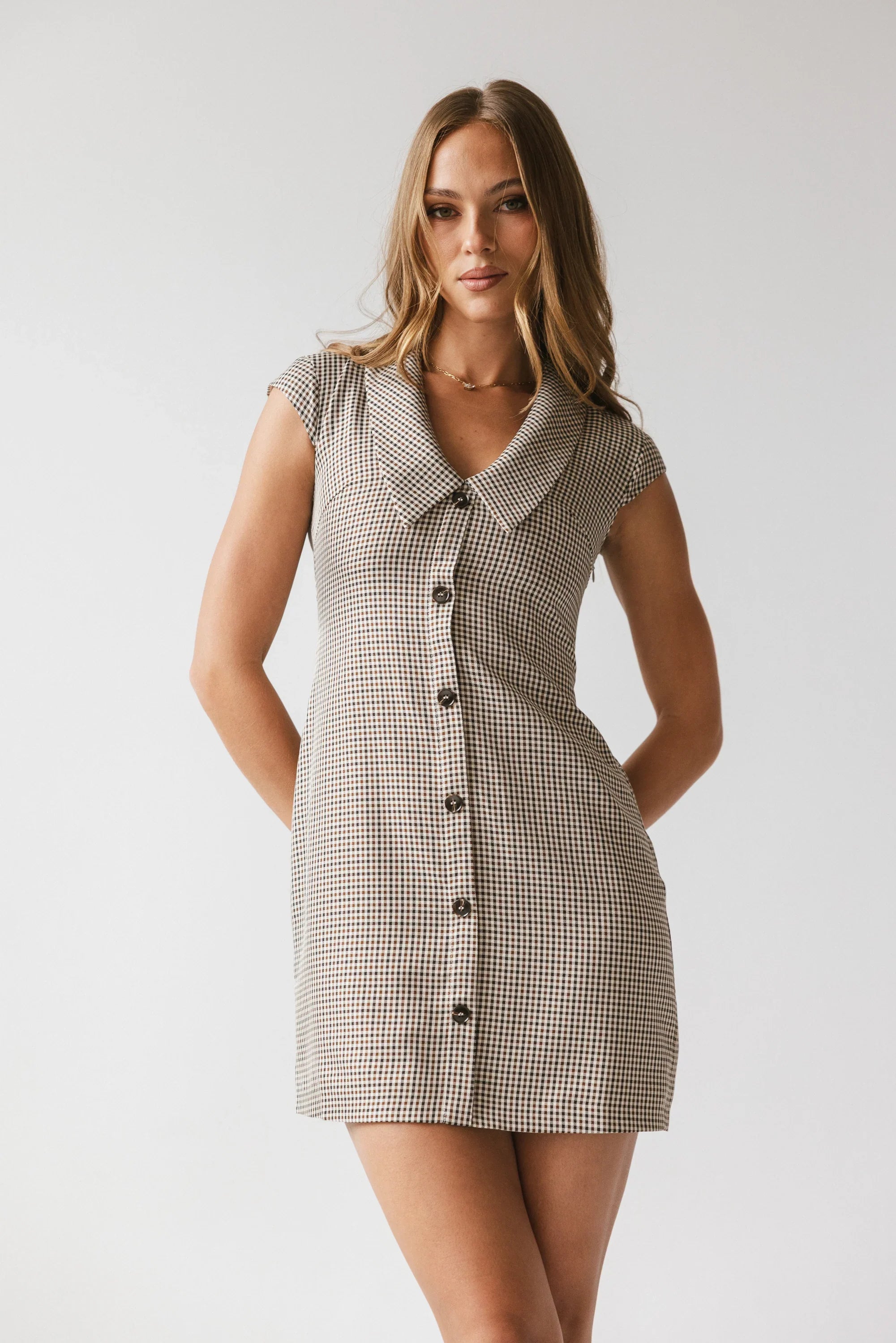 Mckenna Plaid Mini Dress in Burgundy