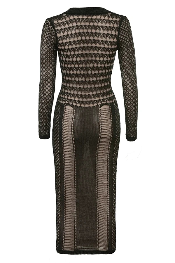 black plunge midi dress sale