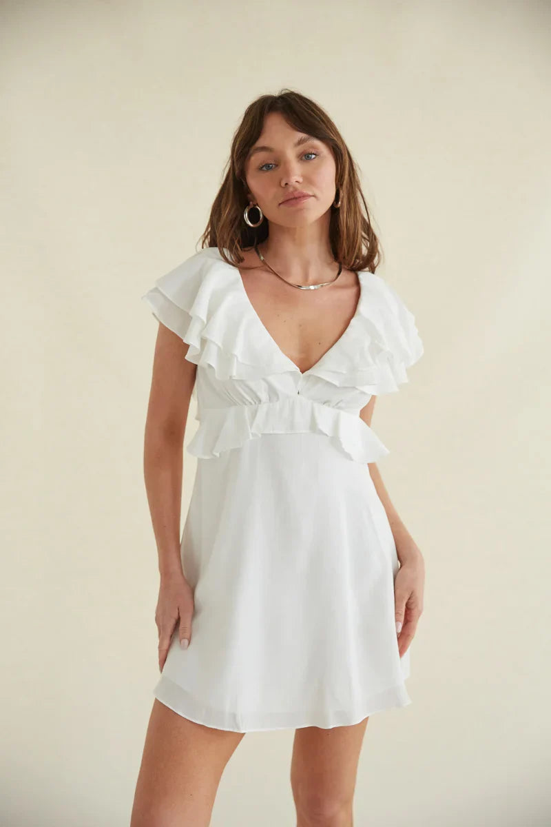 Junie Open Back Flutter Sleeve Mini Dress