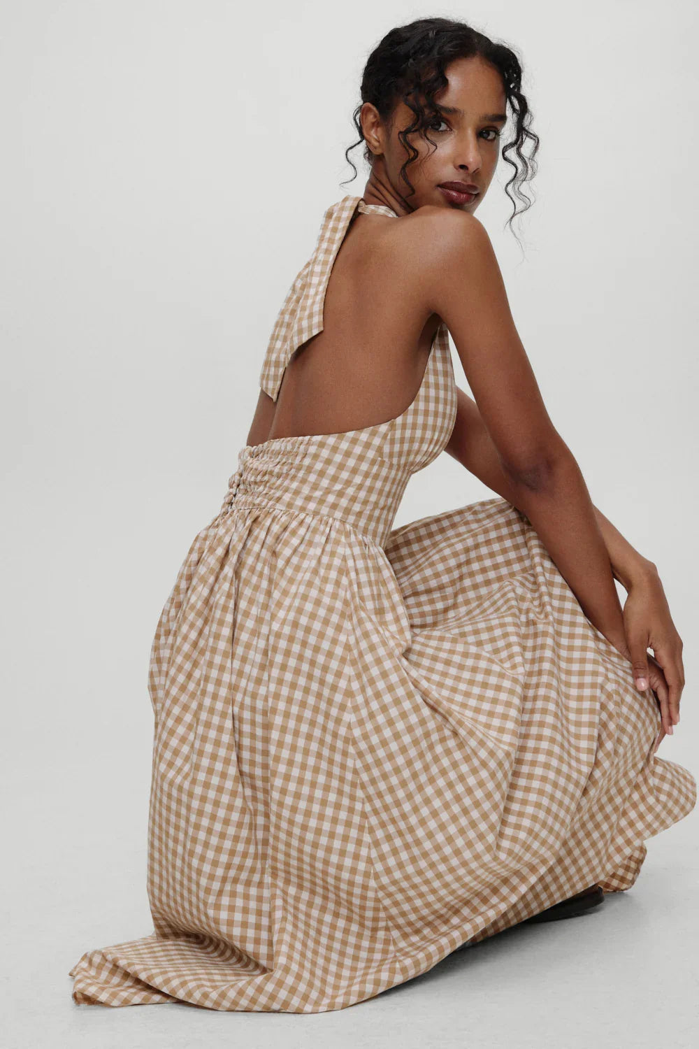 x BELLA HADID Prairie Midi Dress Rodeo Gingham