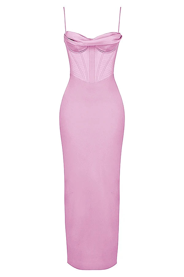 pink corset maxi dress