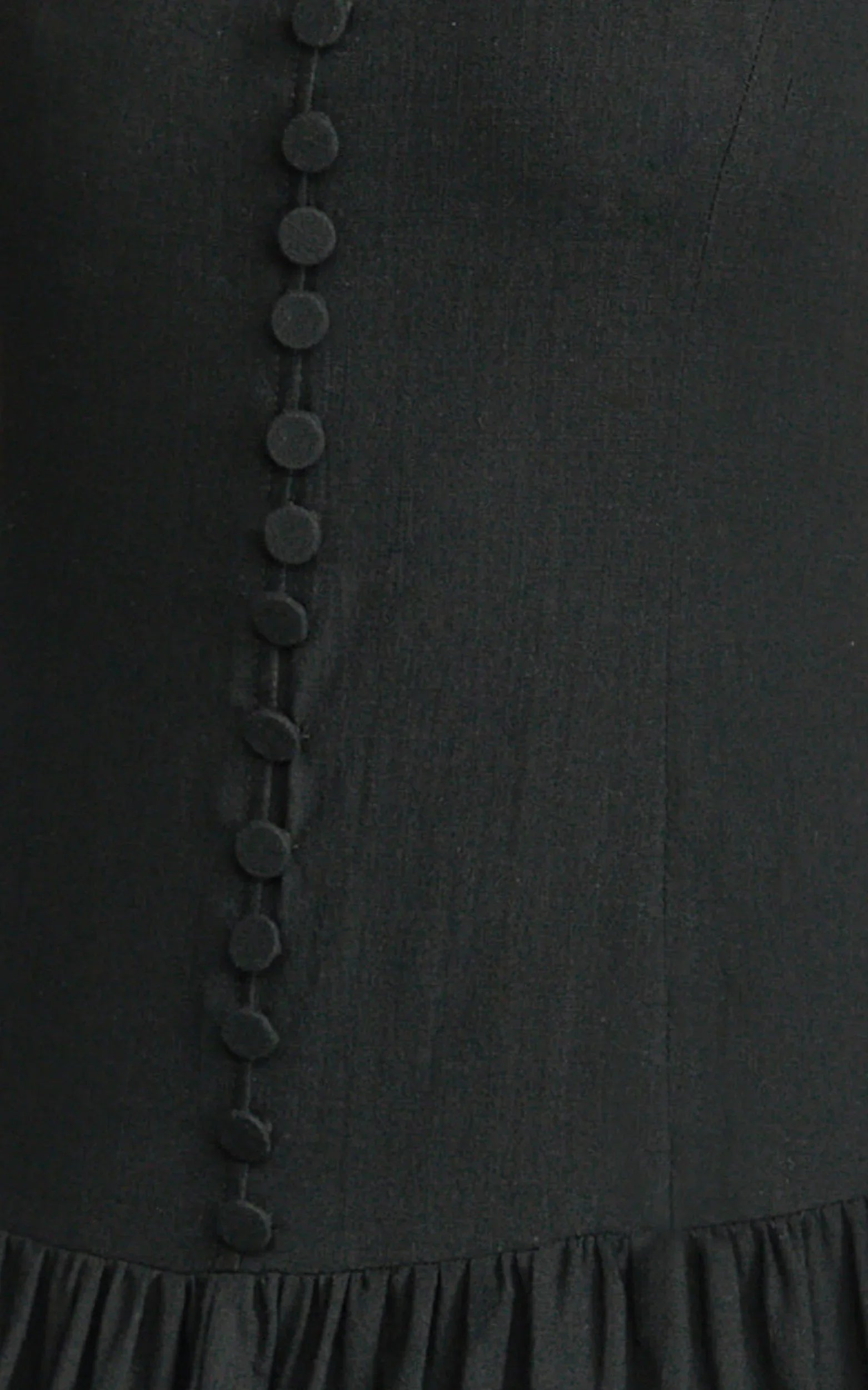 Cortez Maxi Dress Square Neck Button Down Dropped Waist Dress in Black