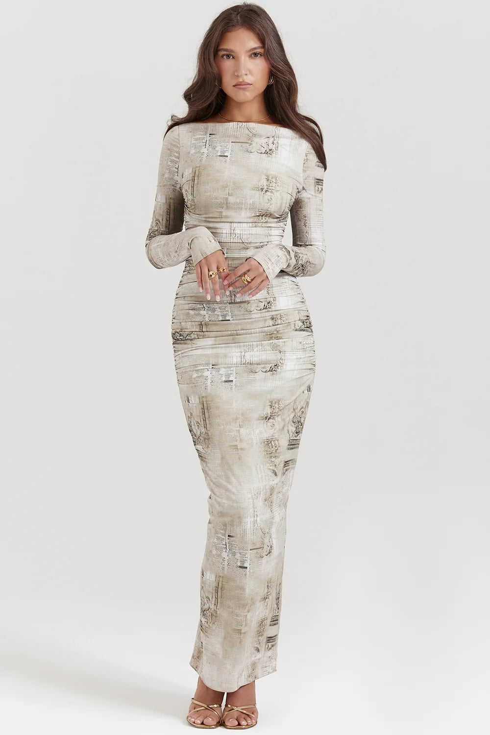 pale sage print maxi dress