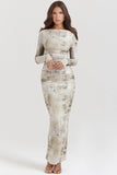 pale sage print maxi dress