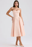 peach parfait twill corset midi dress