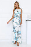 Beauty Untold Satin Maxi Dress Blue