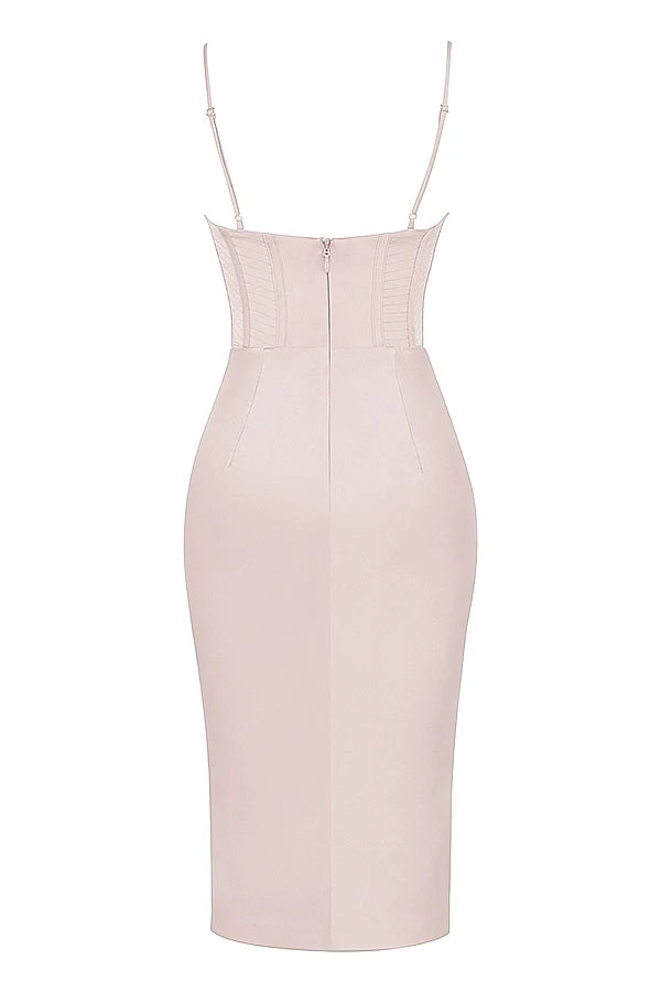 crystal satin corset midi dress