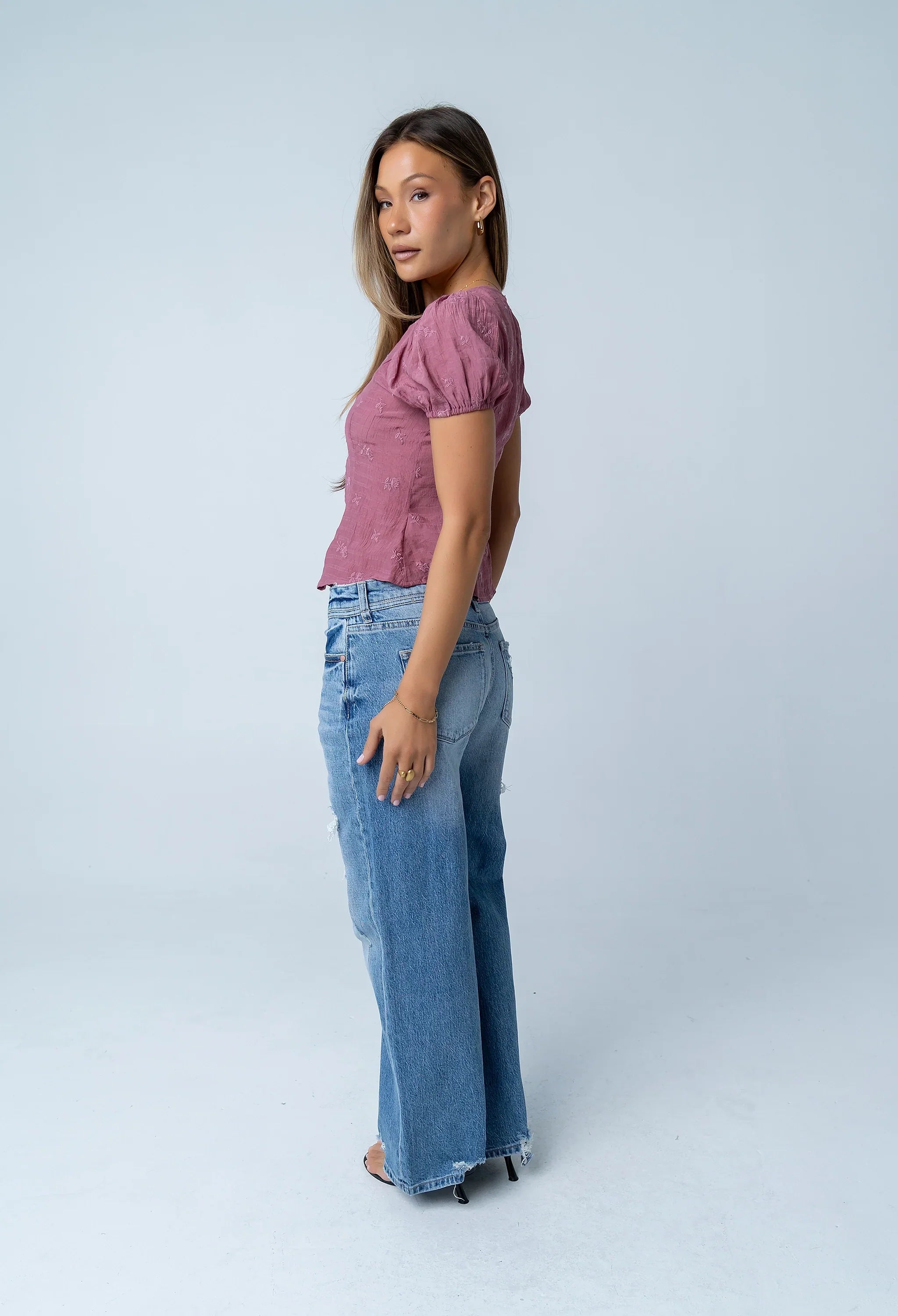 Brianna Embroidered Blouse in Brick