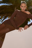 GRETA ONE SHOULDER KNIT MAXI DRESS CHOCOLATE