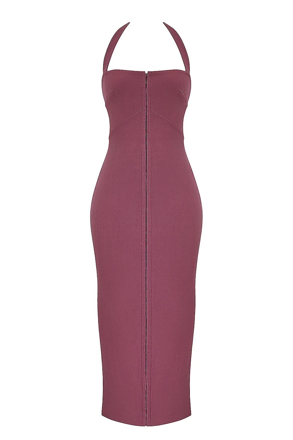 mulberry twill halter maxi dress