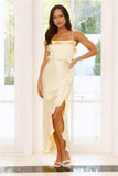 Vibrant Vixen Satin Maxi Dress Yellow