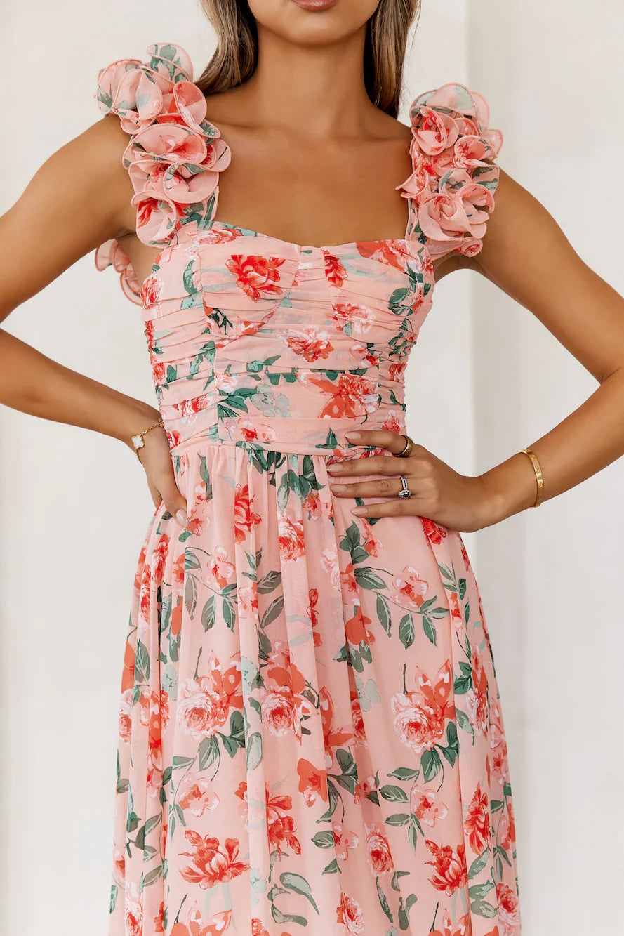 Enchanted Eden Midi Dress Pink
