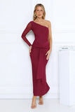 Dressed In Love One Shoulder Mesh Maxi Dress Plum