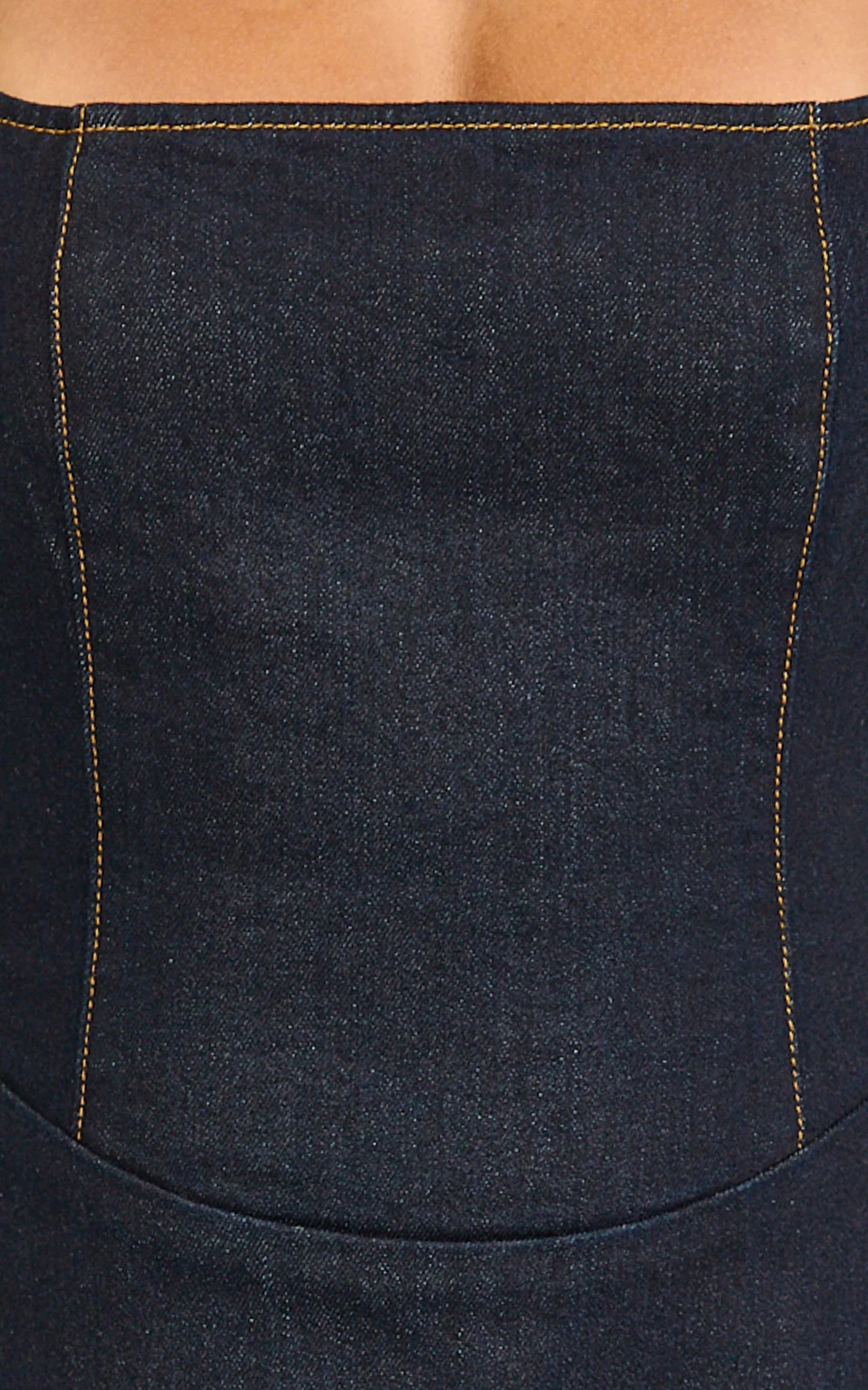 Heather Mini Dress Square Neck A Line Denim Mini Dress in Raw