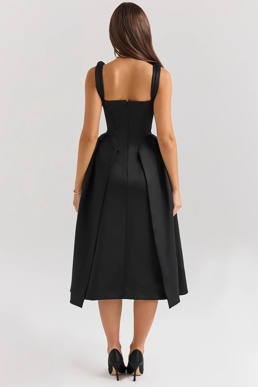 black satin twist strap midi dress sale