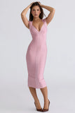 baby pink bandage midi dress